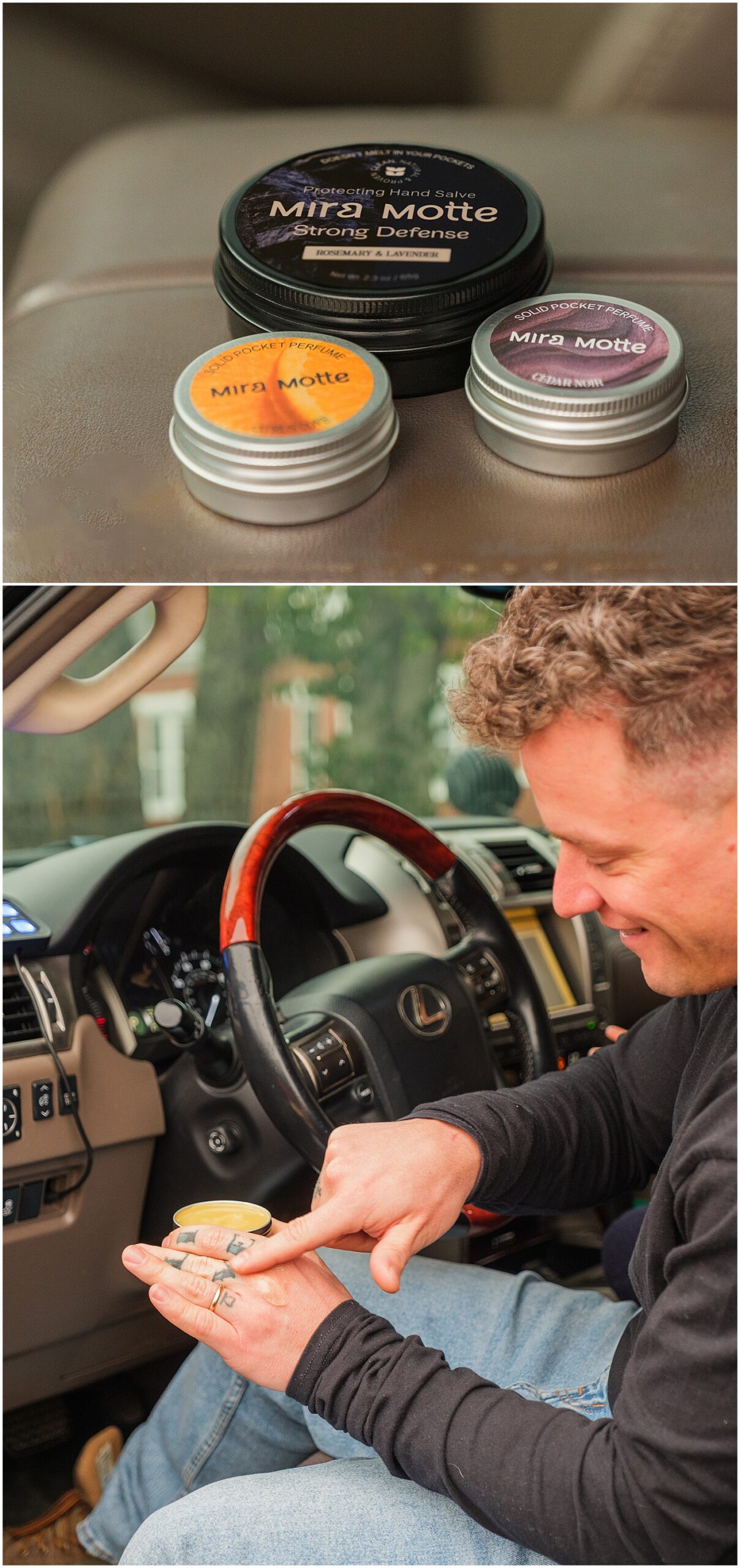 father using hand salve