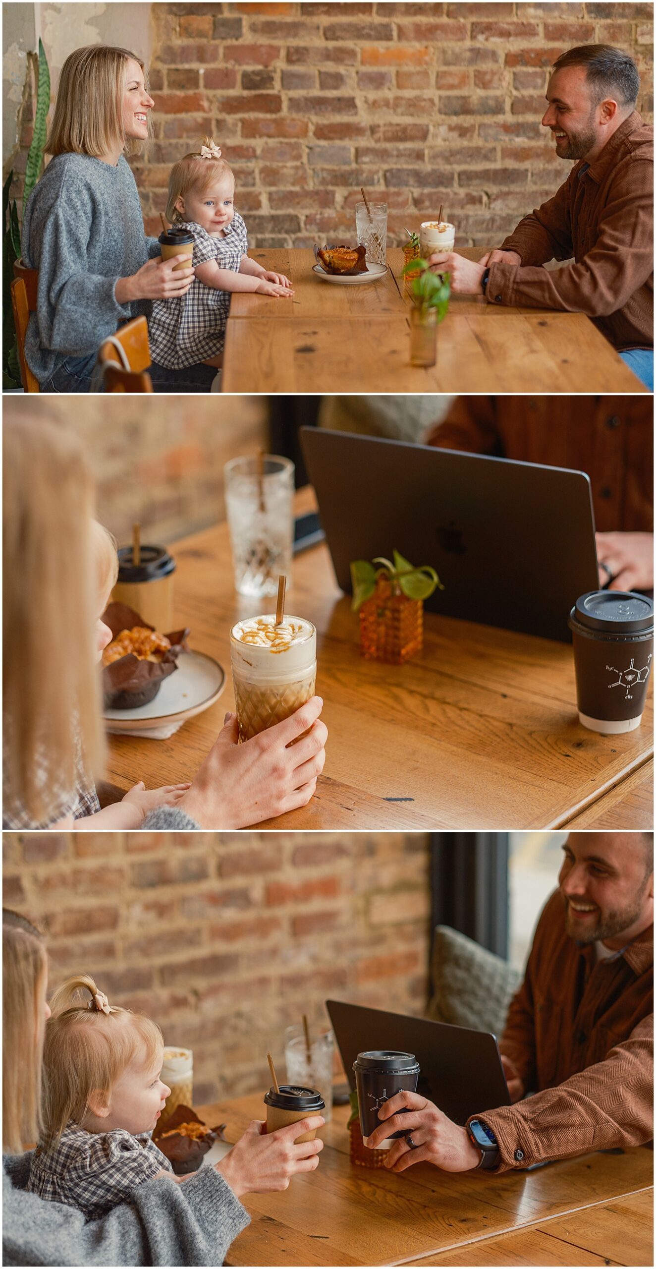 young family on a coffee date