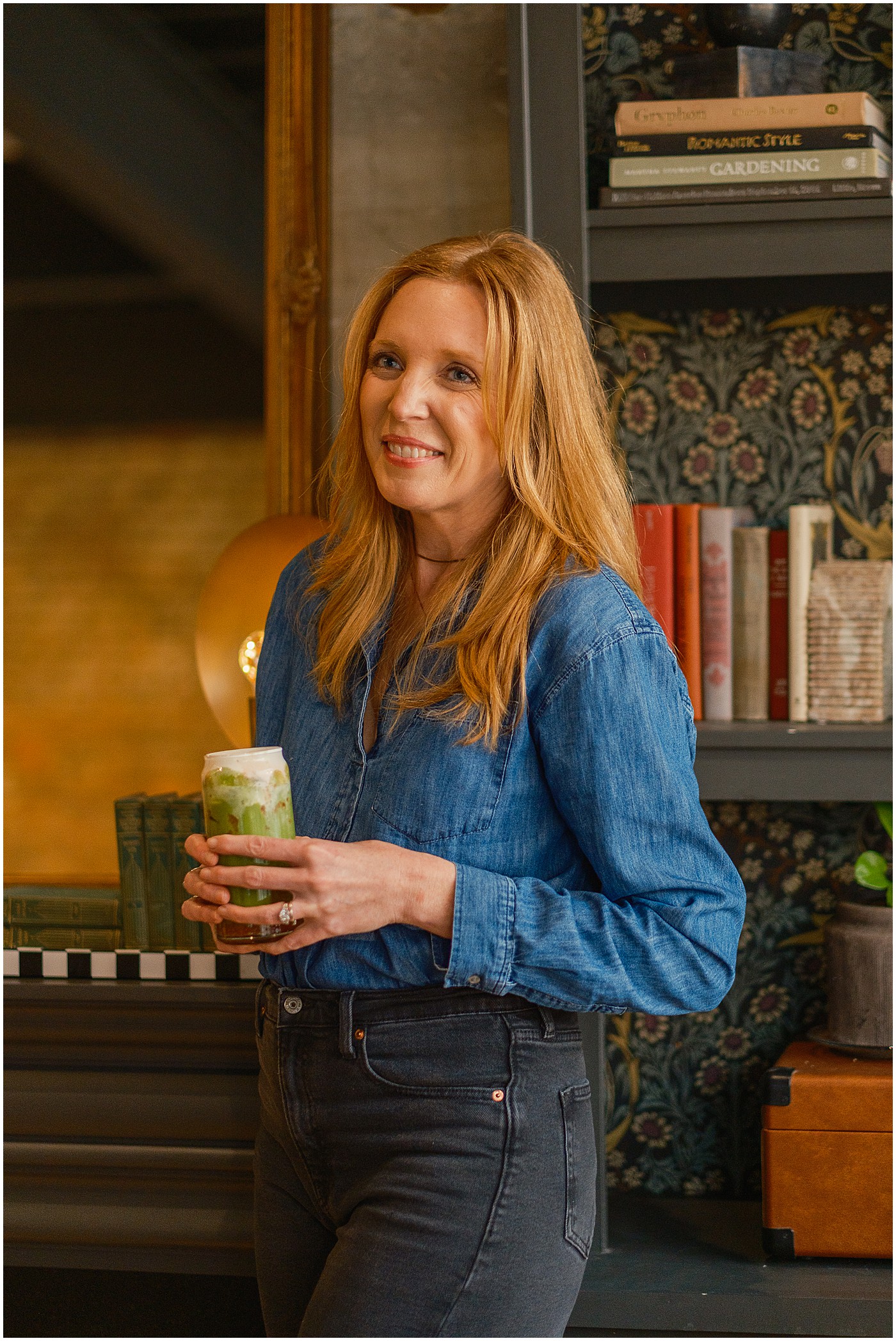 woman holding garden girl matcha in coffee shop